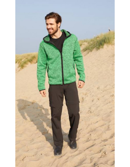 Jachetă tricotată din fleece cu glugă pentru bărbați